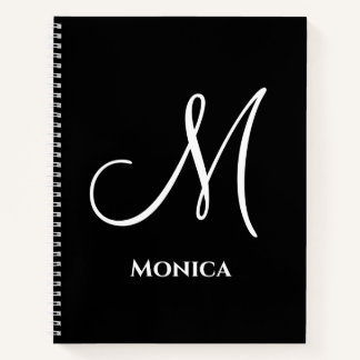 Elegant black &white monogram notebook