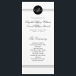 Elegant Black White Monogram Program Rack Cards<br><div class="desc">Customise this beautiful stylish elegant monogram black and white wedding Program Rack Cards. Modern clean and crisp design with a black text and design on a white background. Matching products can be found in this collection:</div>