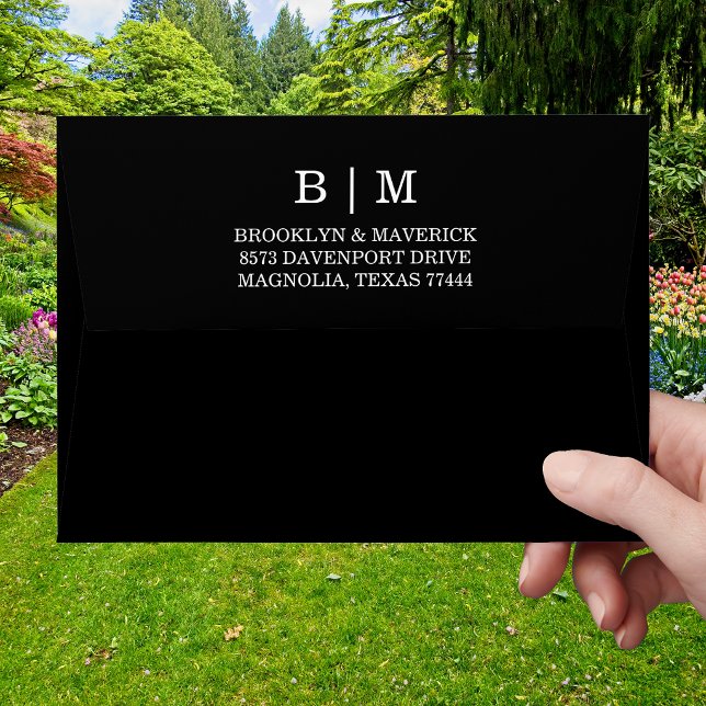 Elegant Black & White Monogram Wedding Envelope (Creator Uploaded)