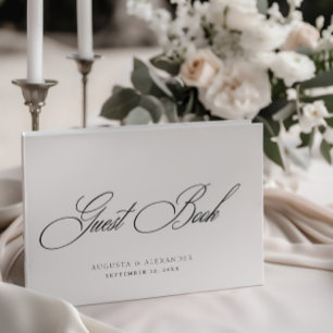 Elegant Black & White Monogram Wedding Guest Book