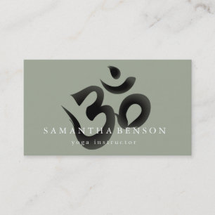 Elegant Black & white Om Logo Yoga Business Card