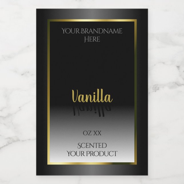 Elegant Black White Ombre Product Label Gold Frame (Single Label)