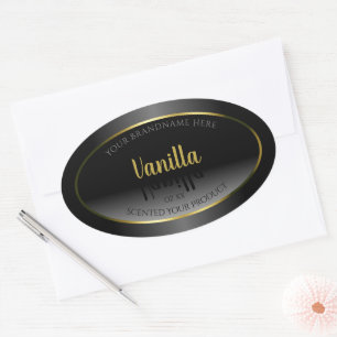 Elegant Black White Ombre Product Label Gold Frame