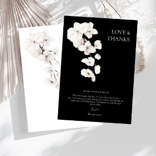Elegant Black White Orchid Floral Wedding Thank You Card
