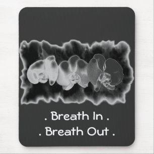 Elegant black white orchid watercolor painting mouse pad