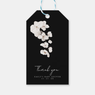 Elegant Black White Orchids Baby Shower Favour Gift Tags
