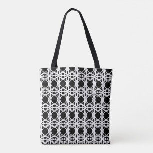 Elegant Black & White Oval Pattern Tote Bag