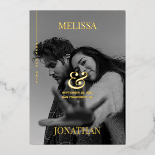 Elegant Black & White Overlay Photo Save the Date