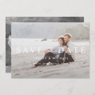 Elegant Black & White Overlay Photo Wedding Save The Date