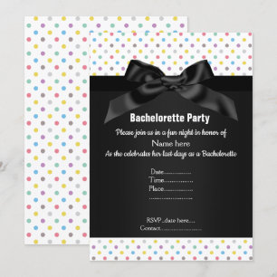 ELEGANT BLACK WHITE Pastel SPOT BACHELORETTE Invitation