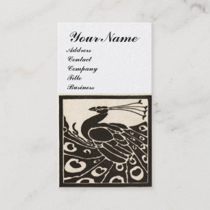 ELEGANT BLACK WHITE PEACOCK MONOGRAM Luxury Pearl Business Card