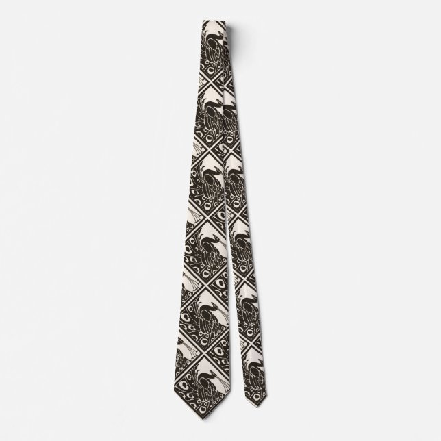 ELEGANT BLACK WHITE PEACOCK TIE (Front)