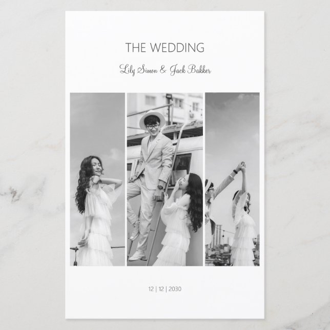 Elegant Black & White Photo Collage Wedding (Front)