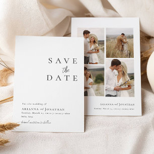 Elegant Black White  Photo Collage Wedding Save The Date
