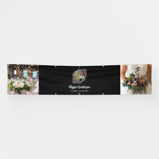Elegant Black & White Photo Logo Florist business Banner