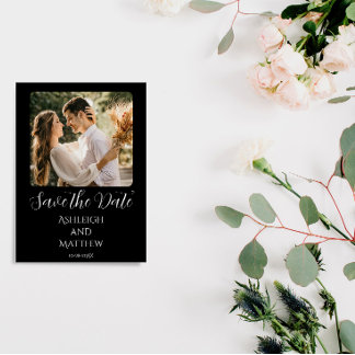 Elegant Black White Photo Save The Date