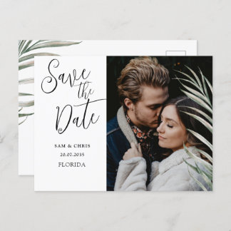 Elegant Black & White Photo Save the Date Announ Announcement Postcard
