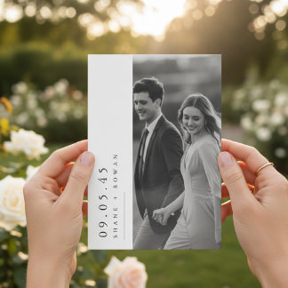 Elegant Black & White Photo  Wedding Invitation 