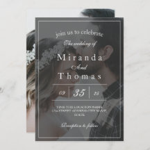 Elegant Black & White Photo Wedding Invitation