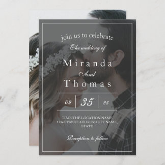 Elegant Black & White Photo Wedding Invitation