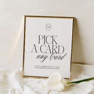 Elegant Black & White Pick a Card Wedding Sign