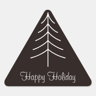 Elegant Black & White Pine Tree Holiday Christmas  Triangle Sticker