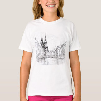 Elegant Black & White Prague for Her T-Shirt