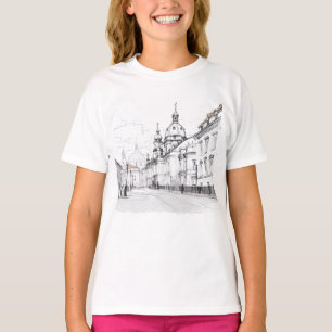 Elegant Black & White Prague T-Shirt for Her