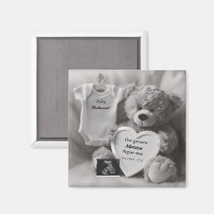 Elegant Black & White Pregnancy Announcement Gift Magnet