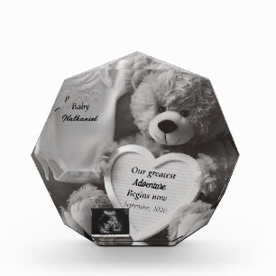 Elegant Black & White Pregnancy Announcement Gift Photo Block