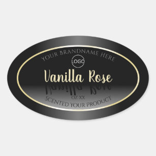 Elegant Black White Product Label Cream Frame Logo