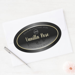 Elegant Black White Product Label Cream Frame Logo