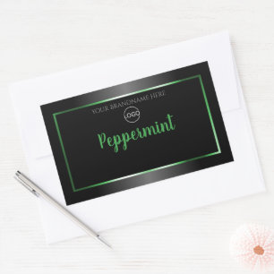 Elegant Black White Product Label Green Frame Logo