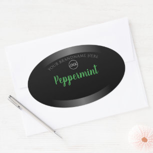 Elegant Black White Product Label Green Frame Logo