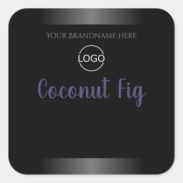 Elegant Black White Product Labels Blue Frame Logo (Front)