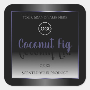 Elegant Black White Product Labels Blue Frame Logo