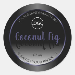 Elegant Black White Product Labels Blue Frame Logo