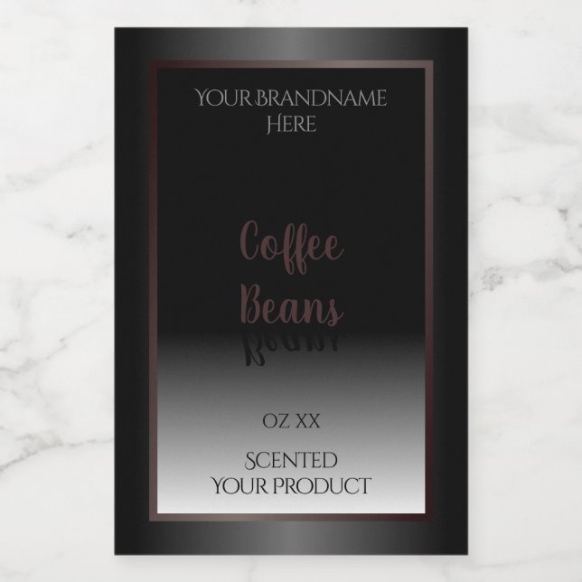 Elegant Black White Product Labels Burgundy Frame (Single Label)