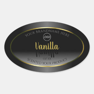 Elegant Black White Product Labels Gold Frame Logo
