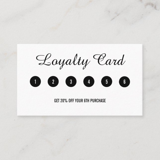 Elegant Black White Professional Loyalty Card (Front)