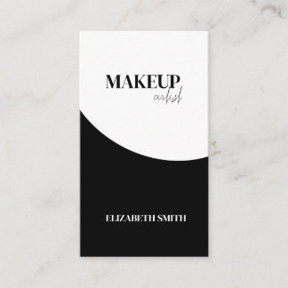 Elegant black &white QR code makeup artist Business Card