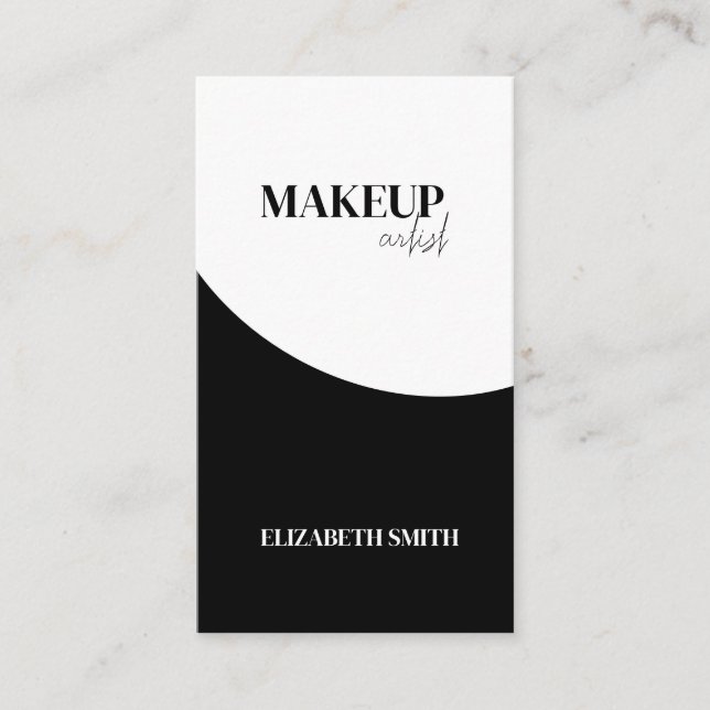 Elegant black &white QR code makeup artist  Business Card (Front)