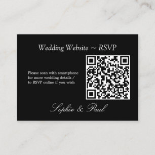 Elegant Black White QR Code Website RSVP Card