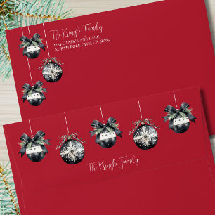 Elegant Black White Red Christmas Envelope