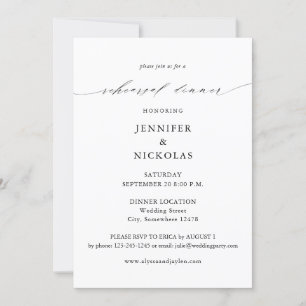 Elegant Black & White Rehearsal Dinner Invitation