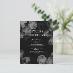 Elegant Black & White Roses Wedding Insert Cards