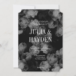 Elegant Black & White Roses Wedding Invitations