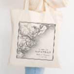 Elegant Black White Savannah Georgia Map Wedding Tote Bag<br><div class="desc">Embrace Savannah's charm with our personalised wedding tote bags, featuring a sophisticated black and white map of the coast of Georgia with a heart over Savannah. Share the essence of iconic venues like Forsyth Park Inn, The Mackey House, The Gingerbread House, The Olde Pink House, and Savannah Station. Treat your...</div>
