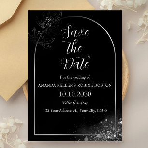 Elegant Black White Save The Date Wedding Invitation