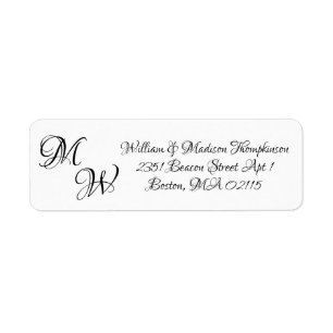 Elegant black white script custom initials wedding